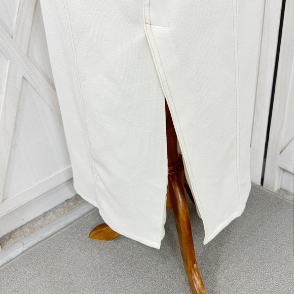 Zara Textured Strapless Tube Midi Dress Ivory Cream Large - Picture 8 of 11